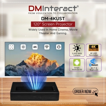 DMInteract DM-4KUST 4K 120 Inch Screen Resolution 500 ANSI Lumens With Android 11 Ultra Short Throw Projector