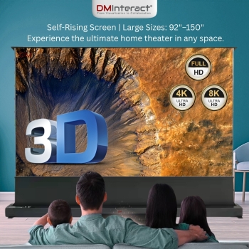 DMInteract 90inch 16:9 4K CLR Motorized Floor Rising PET Crystal Projector Screen For UST Projectors 