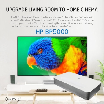 HP BP5000 6,000 Lumens 4K Native UHD TI DLP Laser Ultra Short Throw Brilliance Home Cinema Projector