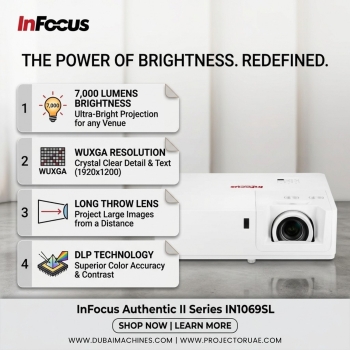 InFocus Authentic II Series IN1069SL 7000 Lumen Long Throw WUXGA DLP Projector