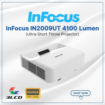 InFocus IN2009UT 4100 Lumen Ultra‑Short Throw WUXGA 3LCD Laser Projector – Business & Education