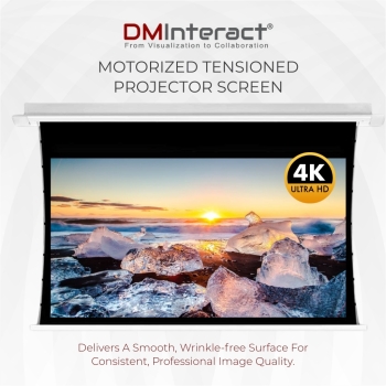 DMInteract 160inch 16:9 4K Electric Tensioned In-Ceiling Projector Screen For Long Throw Projectors - Black Crystal